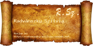 Radvánszky Szilvia névjegykártya